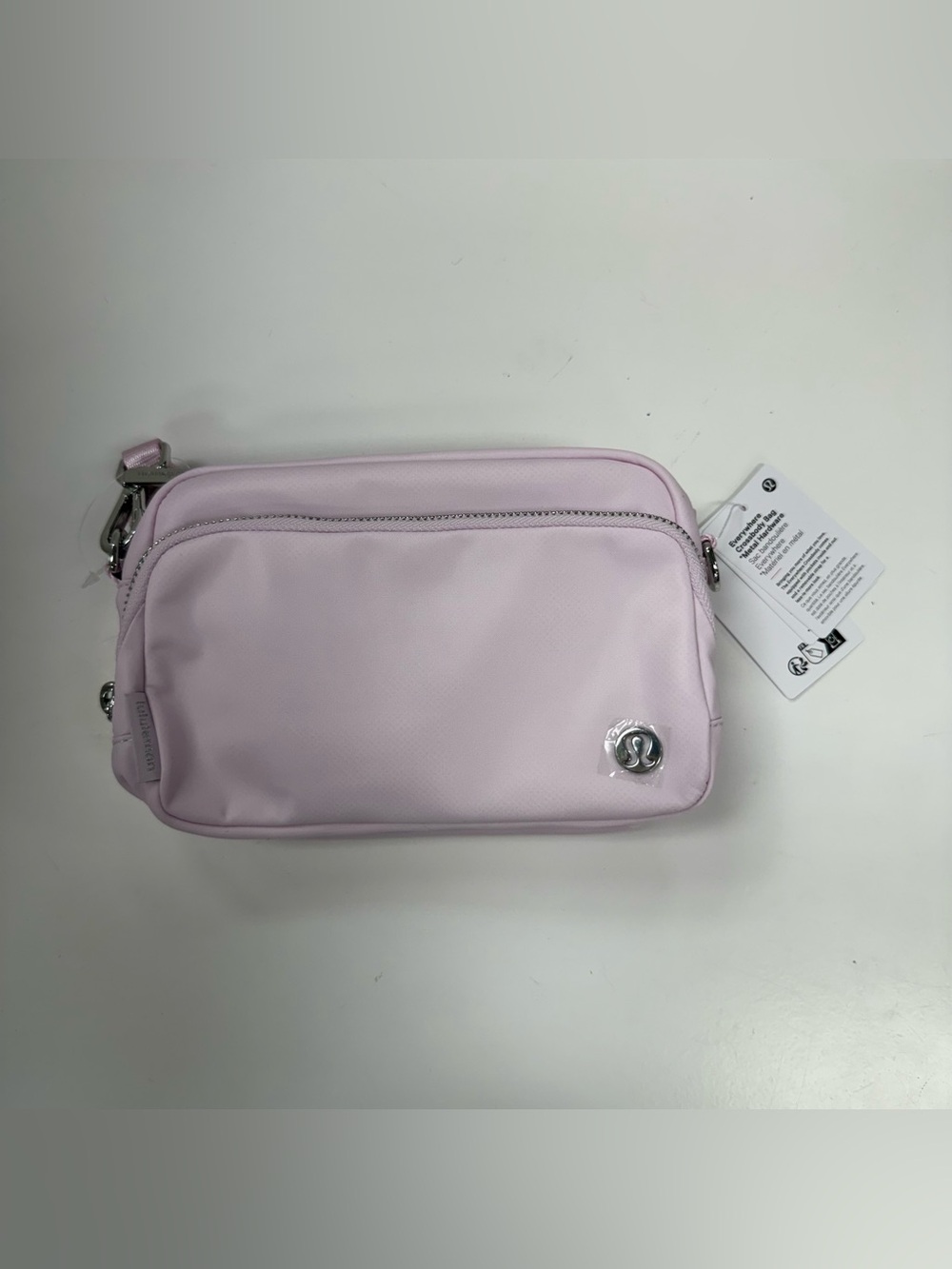 LuluLemon Everywhere Crossbody Bag 2L Metal Hardware in Pink Organza/Silver